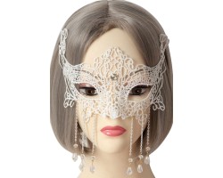 Ажурная кремовая маска с цепями и кристаллами