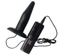 Черная силиконовая анальная пробка с вибрацией