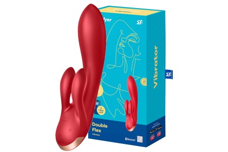 Смарт-вибратор с клиторальным стимулятором Satisfyer Double Flex красный