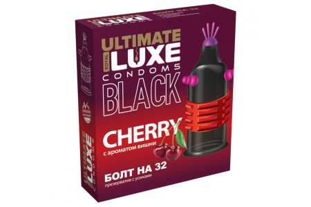 Презерватив черный Luxe Black Ultimate Болт На 32 с ароматом вишни