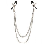 Зажимы для сосков с двойной серебристой цепочкой