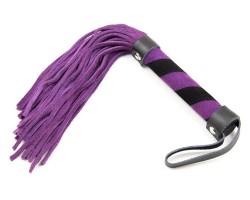 Компактная черно-фиолетовая плеть из замши 28 см