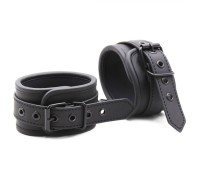 Матовые черные наручники с цепочкой