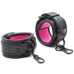 Матовые черно-розовые наручники на карабинах - фото