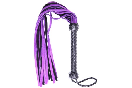 Черно-фиолетовая плеть из натуральной замши 70 см