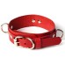 Кожаный набор ошейник с поводком и наручники красный - фото 1