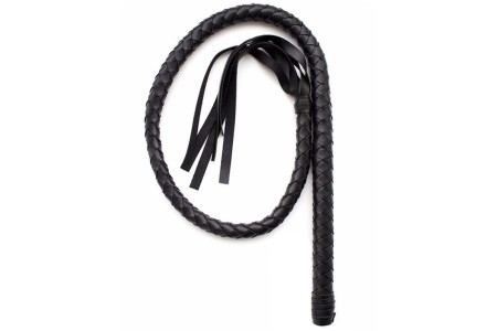Плетеный черный кнут с хлыстами 115 см