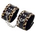 Леопардовые наручники с серебряной цепочкой - фото