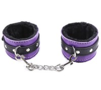 Черно-фиолетовые наручники с мехом
