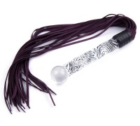 Замшевая плеть фиолетового цвета с прозрачной рукоятью 68 см