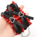 Атласные браслеты на резинке красно-черного цвета - фото 1