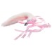 Металлическая анальная пробка S белый хвостик с розовым напылением 42 см - фото 1