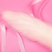 Металлическая анальная пробка S белый хвостик с розовым напылением 42 см - фото 2