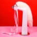 Металлическая анальная пробка S белый хвостик с розовым напылением 42 см - фото 4
