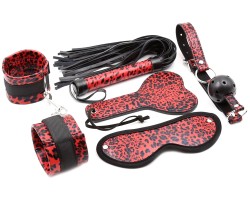 Черно-красный леопардовый БДСМ набор