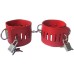 Бондажные наручники красного цвета с замочками - фото