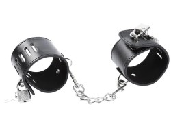 Бондажные наручники черного цвета с замочками
