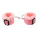Текстильные розовые наручники с мехом - фото 2