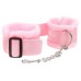 Текстильные розовые наручники с мехом - фото