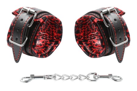 Черно-красные леопардовые наручники