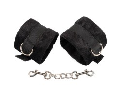 Черные плюшевые наручники с цепочками