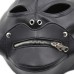 Черная БДСМ маска с замком для рта и ошейником - фото 4