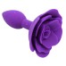 Фиолетовая силиконовая анальная пробка с розой S - фото