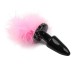 Черная силиконовая анальная пробка с пушистым розовым хвостиком - фото 3