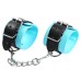 Голубые наручники с черными ремешками - фото