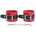 Красно-черные наручники из натуральной кожи - фото
