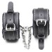 Мягкие черные наручники из натуральной кожи - фото
