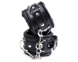 Черные БДСМ наручники с цепью
