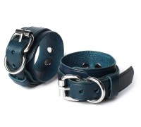 Эксклюзивные наручники из натуральной кожи Skin Love изумрудные