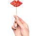 Карамельный леденец Губки красного цвета с конфетти - фото