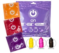 Разноцветные презервативы ON Fruit Colour Mix с фруктовыми ароматами 15 шт