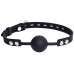 Силиконовый кляп-шар черного цвета на ремне с замочком - фото 1