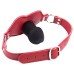 Силиконовый кляп-фаллос на красном ремне в виде губ - фото