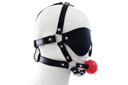 БДСМ маска на ремнях с силиконовым кляпом