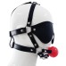 БДСМ маска на ремнях с силиконовым кляпом - фото