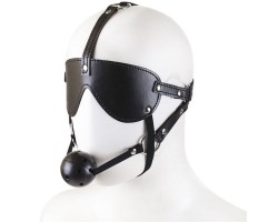 БДСМ маска на ремнях с дышащим кляпом