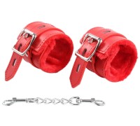 БДСМ наручники красного цвета с меховой подкладкой