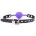 Силиконовый кляп-шар фиолетового цвета на ремне с замочком - фото 2