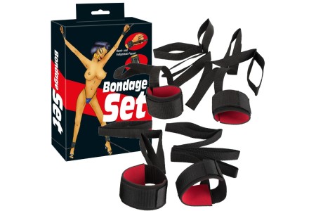Черно-красный набор для бондажа к кровати Bondage Set