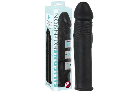 Удлиняющая черная насадка на пенис Silicone Extension + 4 см