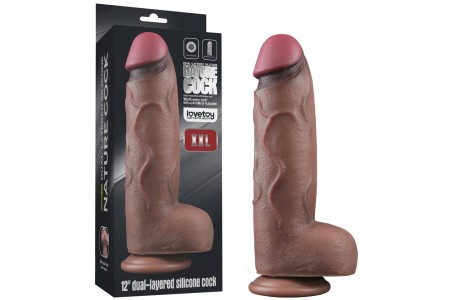 Темнокожий фаллос-гигант Dual Layered Silicone Cock XXL 31 см