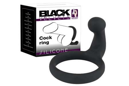 Эрекционное кольцо Black Velvets со стимулятором промежности