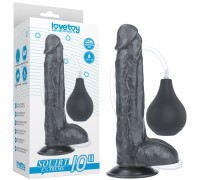 Черный фаллос с имитацией семяизвержения Lovetoy Squirt Extreme 26 см