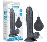 Черный фаллос с имитацией семяизвержения Lovetoy Squirt Extreme 23 см