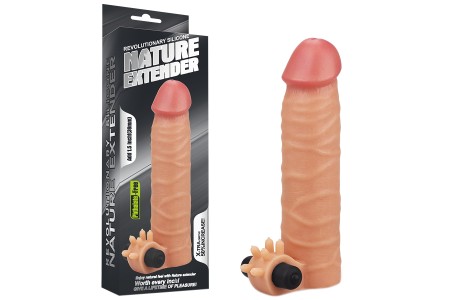 Насадка на пенис с вибрацией Revolutionary Silicone Nature Extender + 2 см к длине