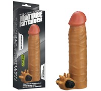 Насадка на пенис с вибрацией Revolutionary Silicone Nature Extender мулат + 4 см к длине